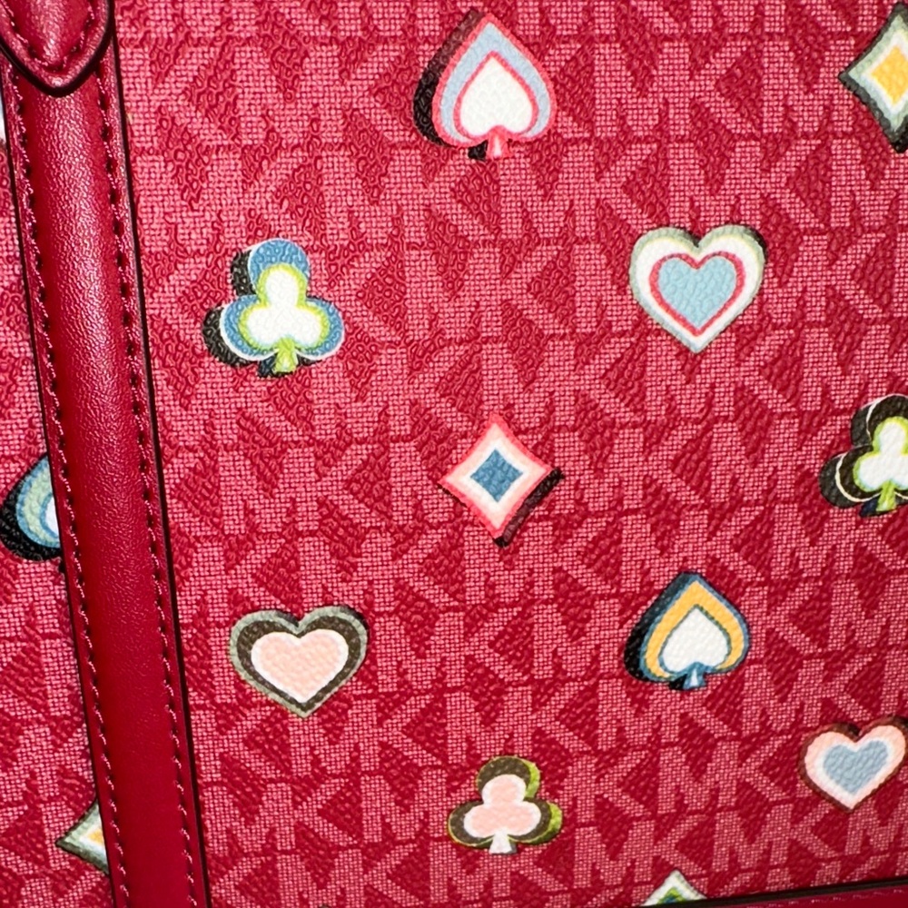 Michael Kors Red‎ Tote with Heart and Diamond Accents - Picture 2 of 9